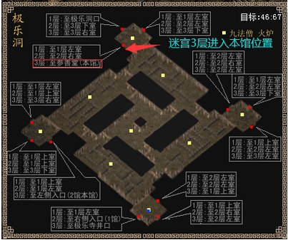 千年《极乐洞迷宫》1馆、2馆、本馆走法教程